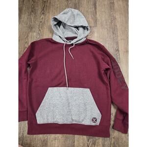 HOOEY Men's Tundra Hooded Sweatshirt Burgundy Gray Size Small